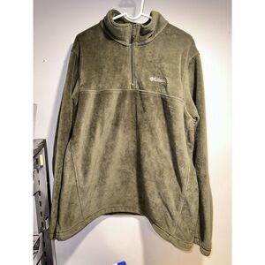 Columbia Men's Size 2XL Pullover Sweater Quarter‎ Zip Soft Fleece Cotton Green